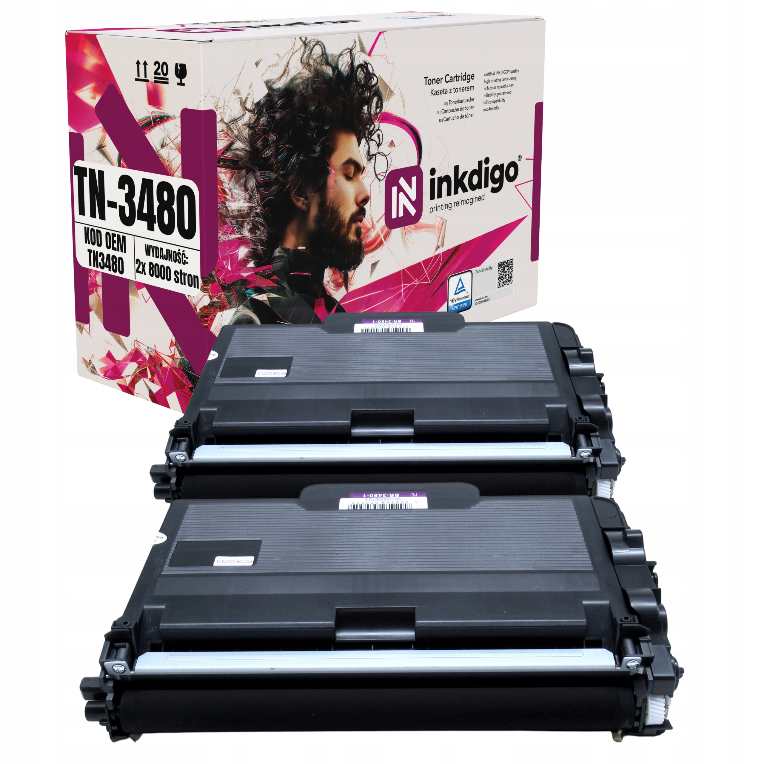 2x náhradní toner TN-3480 pro Brother MFC-L5700DN