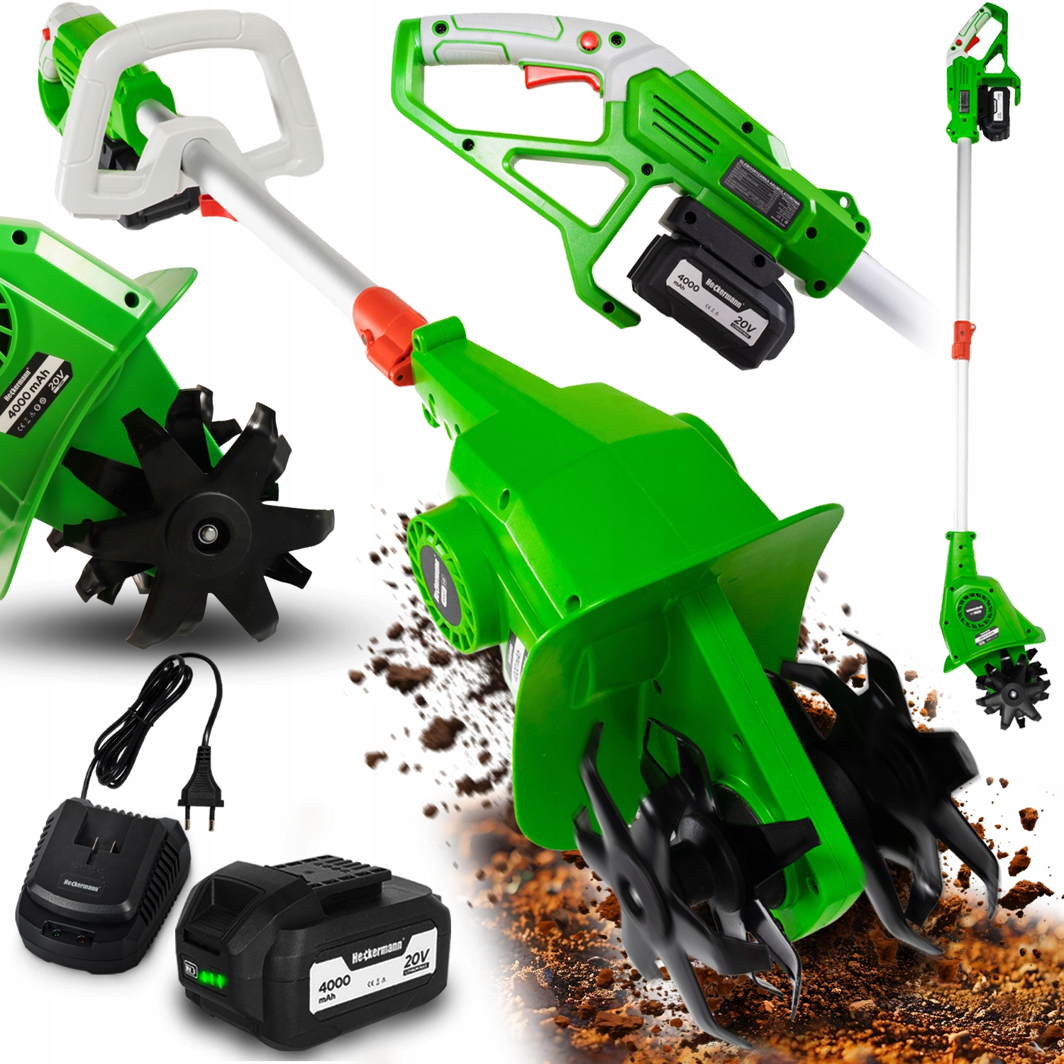 Elektrický Kultivátor 4 Akumulátorové Čepele 20 V 4000 mAh