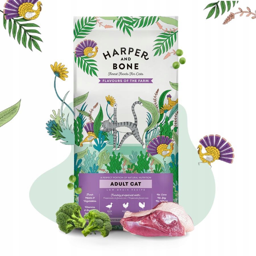 Levně Harper and Bone krmivo pro kočky 68% Maso Krůta Kachna Játra Zelenina 5kg