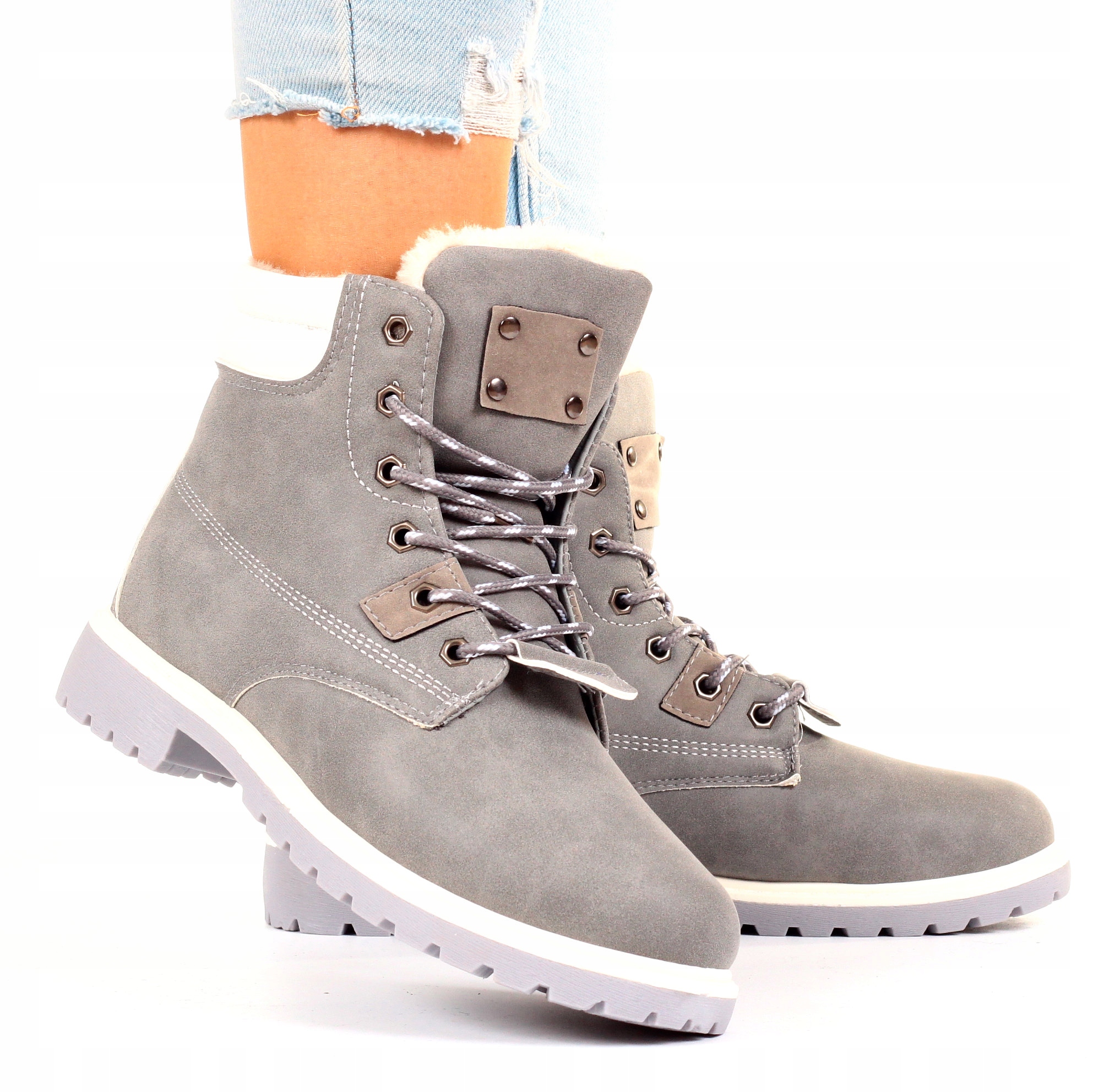 BUTY ZIMOWE OCIEPLANE TRAPERY BOTKI TIMBERKI Rozmiar 41