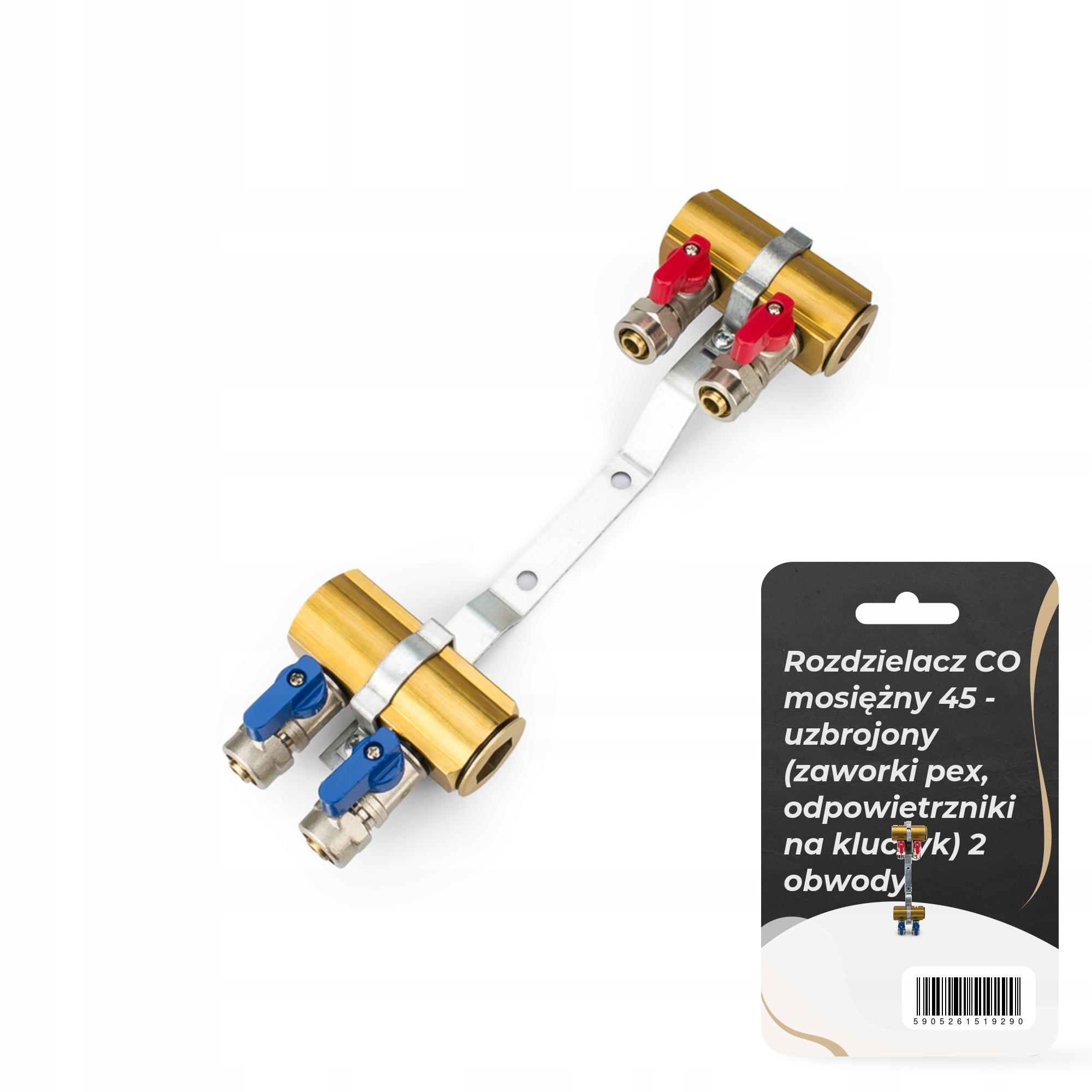 Rozdělovač C.o. 2 okruhy sekce ventily Pex 16 4F