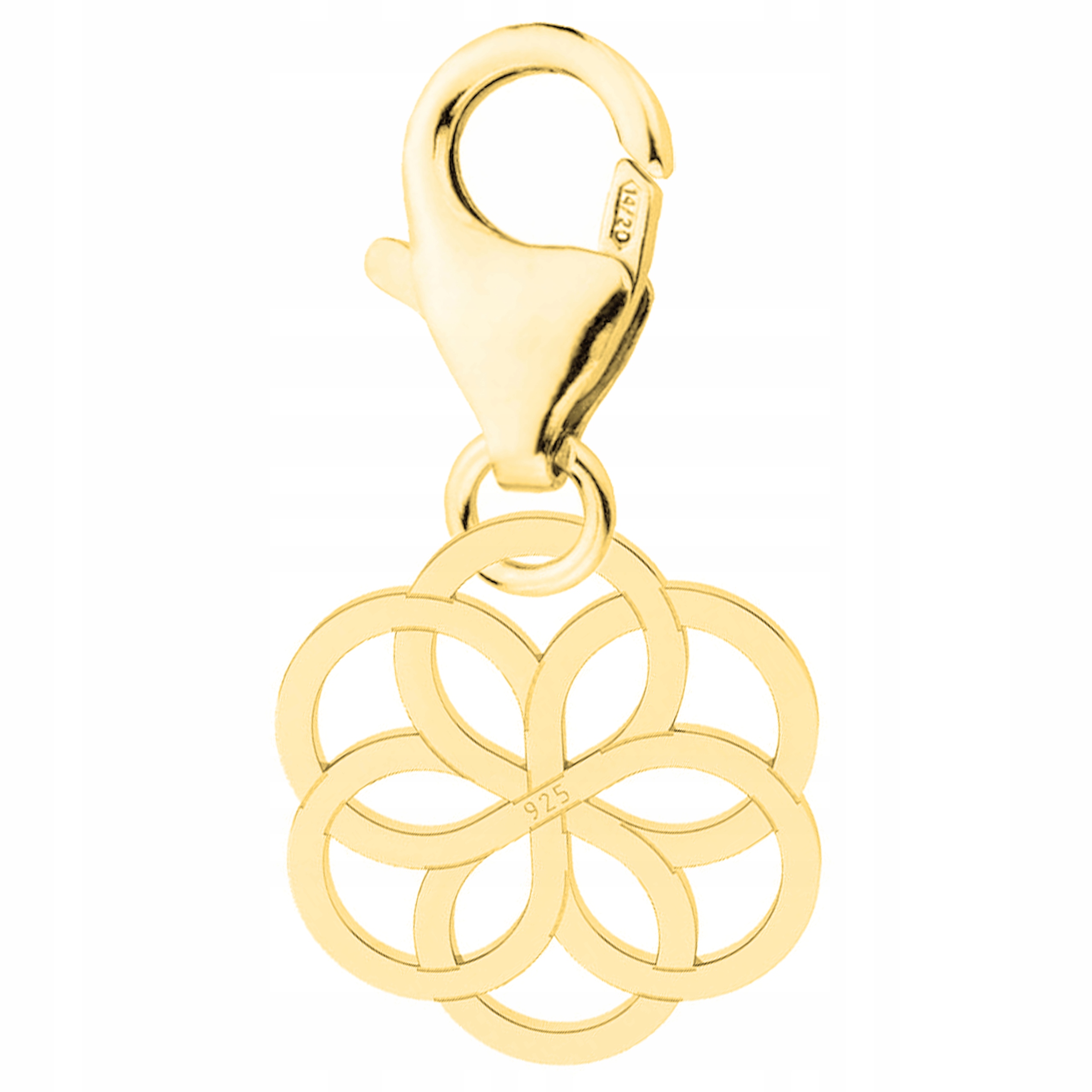 Zlatý přívěsek Karabinka s rozetou Ažurový vzor Rozetka Stříbro 925