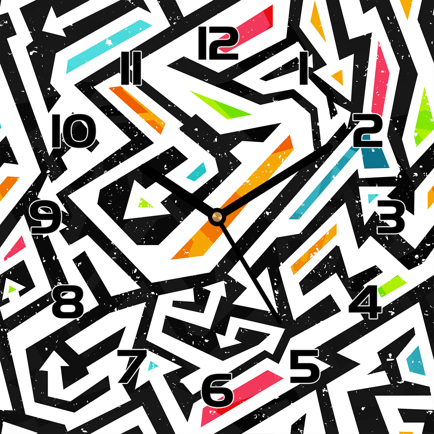

Zegar szklany nowoczesny wzór Graffiti 30x30 cm