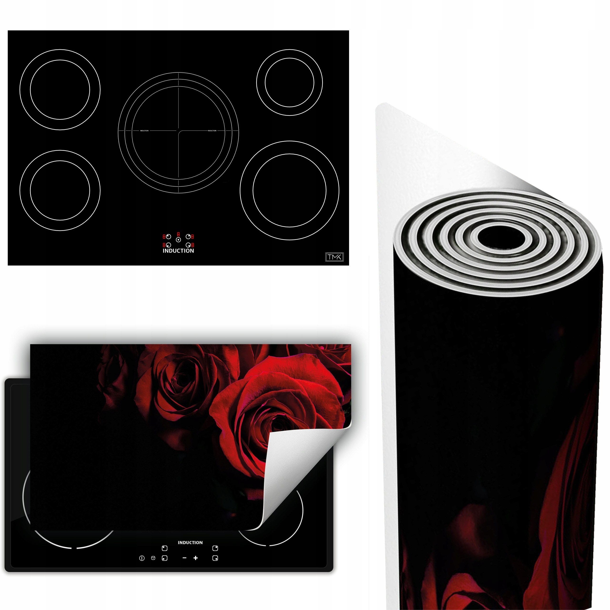 Vinylová Podložka Na Ochranu Kuchyňské Desky 90x52 černá červená růžová