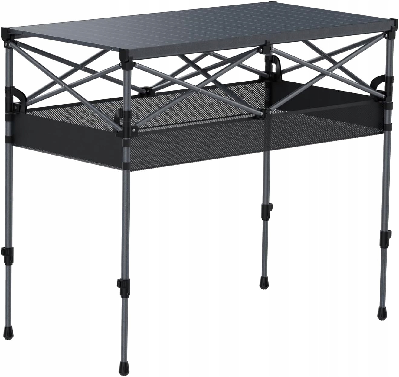 Funykich skládací kempingový stůl 100x50 cm hliníkový, srolovatelný, 2 výšky s taškou