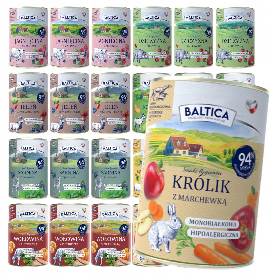 Levně Baltica Mix Chutí bez drůbeže 24x400 g Bezobilné Vlhké Krmivo pro psy