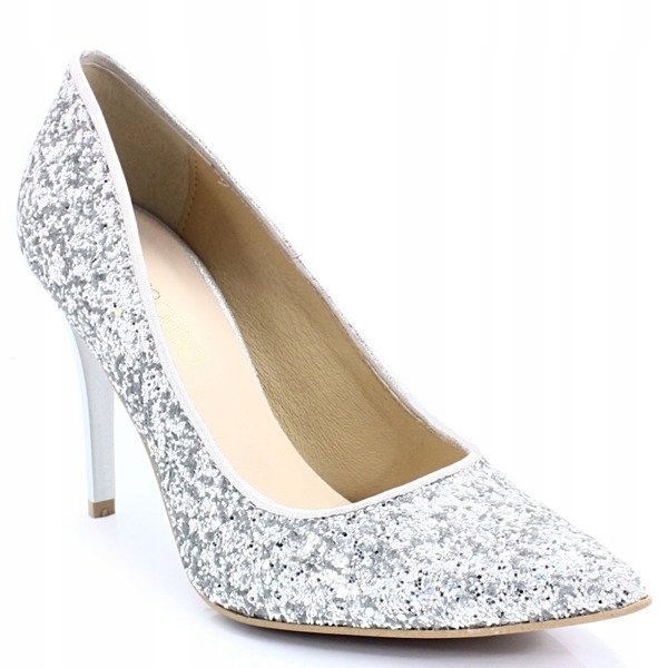 Brokatowe szpilki - TYMOTEO LARI - SREBRNE 36