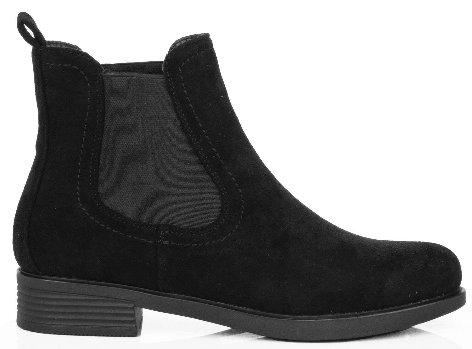 8295 Czarne Damskie Botki Zamszowe Klasyczne Wsuwane 38
