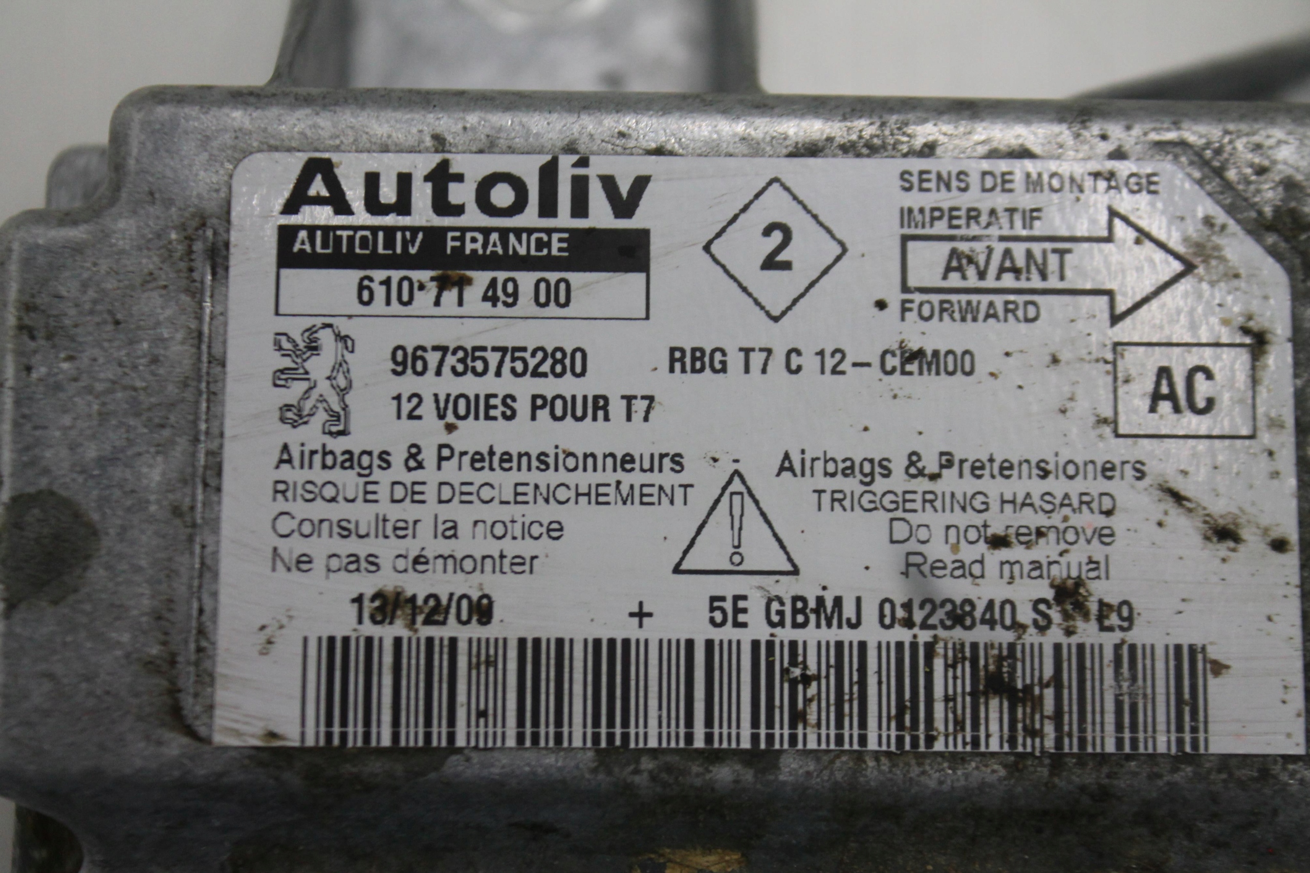 modulo SENSOR airbag 9673575280 PEUGEOT 308 T7 07-13