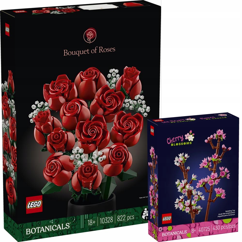 Lego Botanicals Kytice růží 10328 Lego Květy třešní 40725