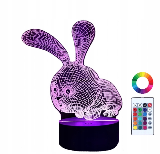 

Lampka Nocna 3D Led z Imieniem Grawer Królik Zając