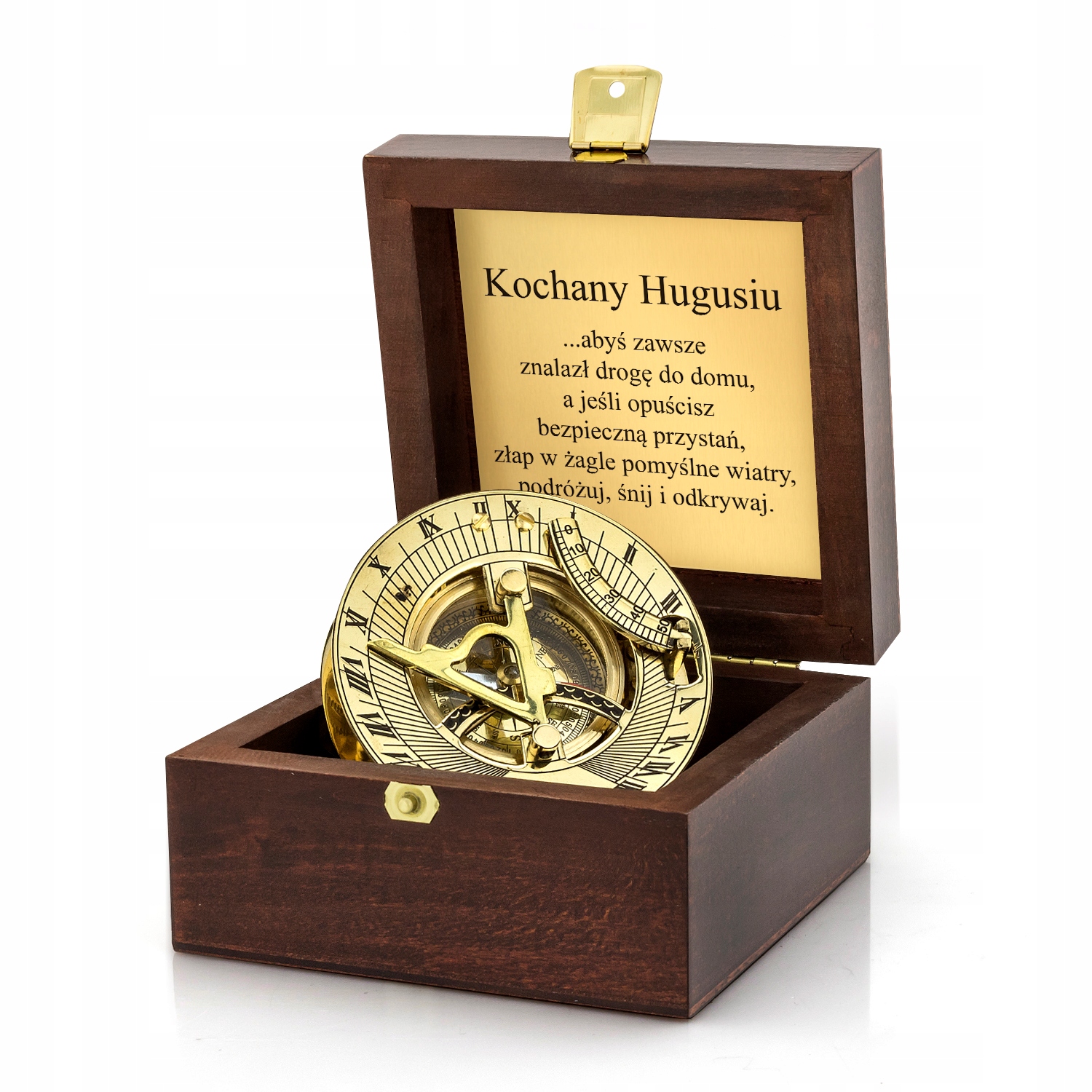 

Mosiężny kompas zegar słoneczny szkatułka Grawer