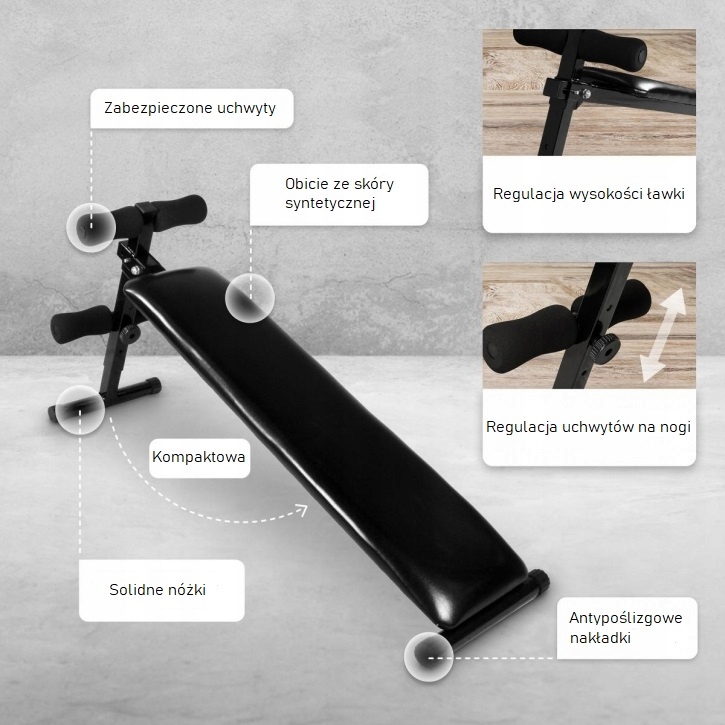 Ławka treningowa skośna Gorilla Sports Model do brzucha