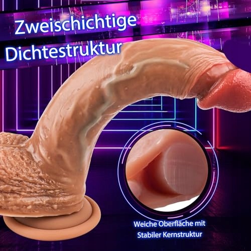 REALISTISCHER Dildo Silikonowy 21 cm z Przyssawką i Dużymi Jądrami — miniatura 5