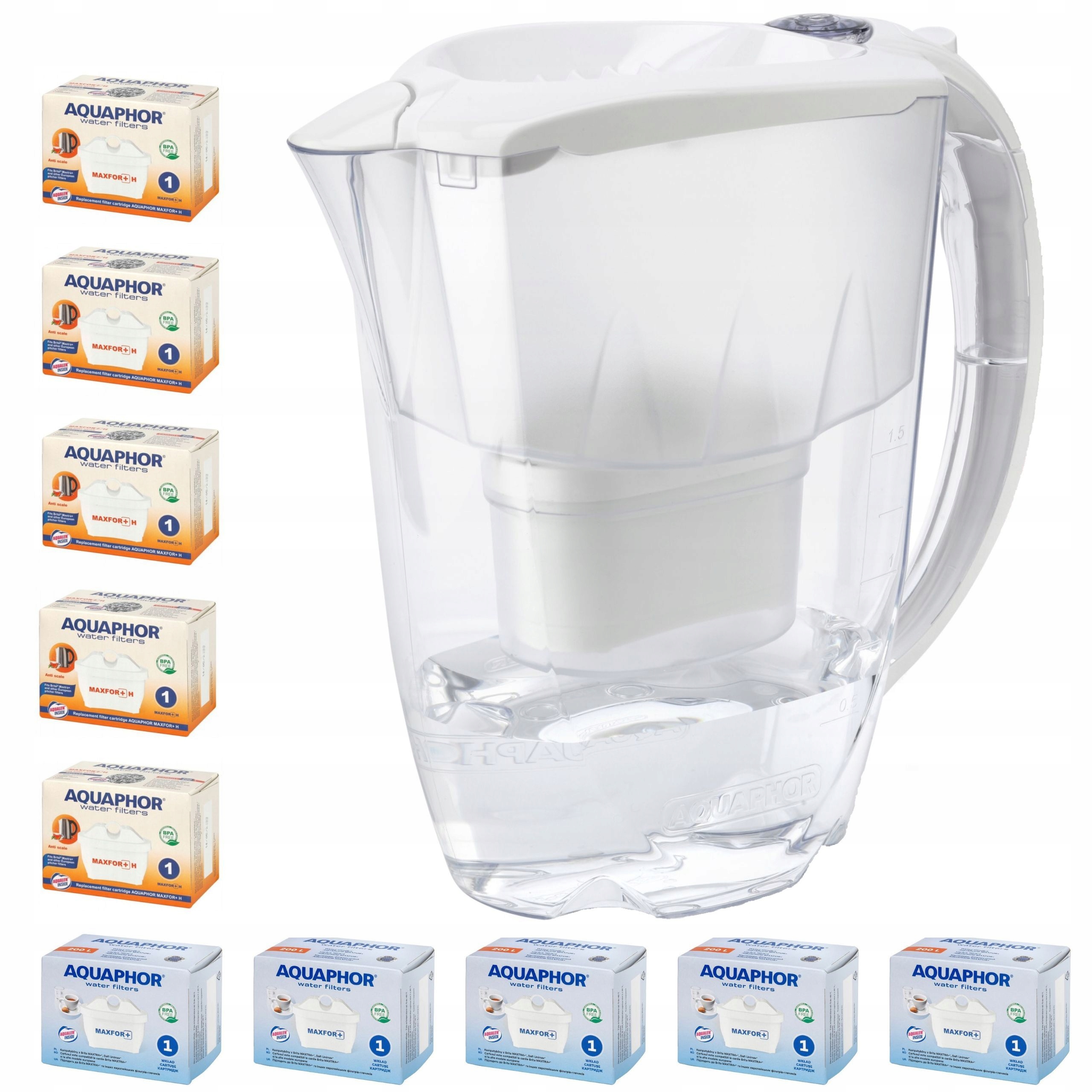 Filtrační konvice Aquaphor Amethyst, bílá sada 10 náplní (5 5H)