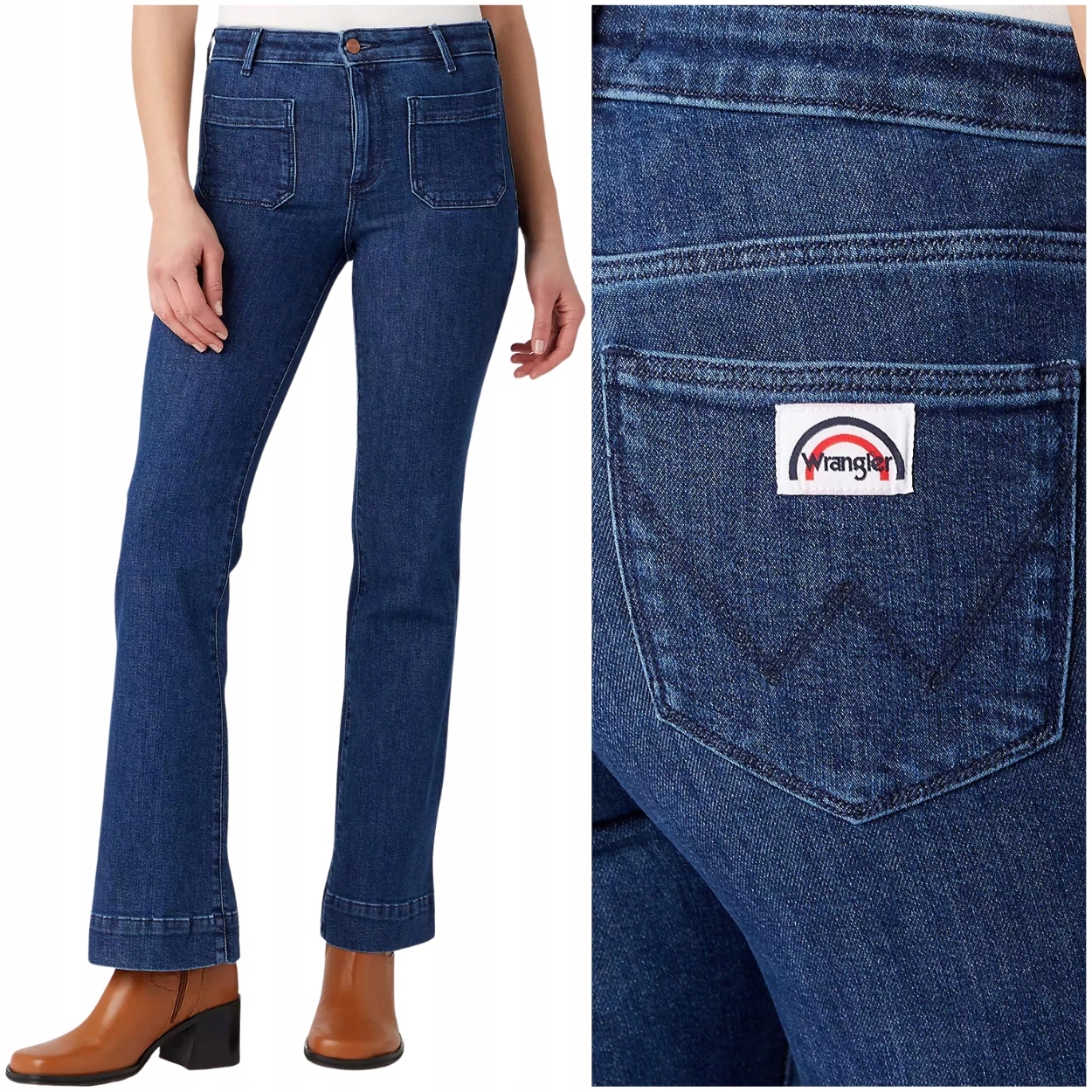 Wrangler Flare Dark Turn vysoké dámské džínové kalhoty s zvony W31 L32