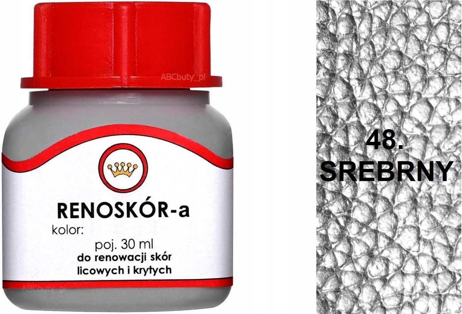 G10-01 SREBRNY 48 RENOSKÓR FARBA DO BUTÓW WILBRA DO SKÓRY LICOWEJ LAKIER 25