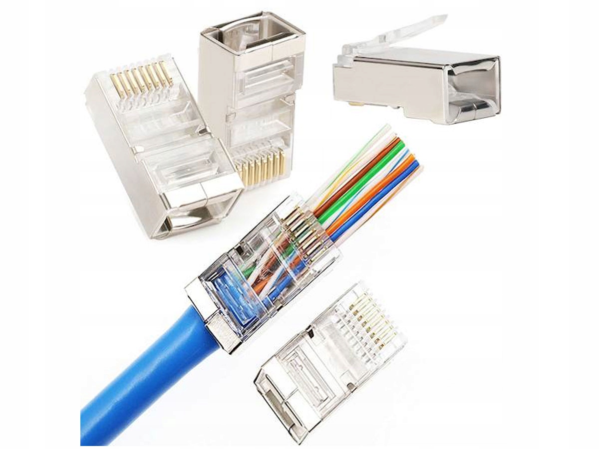 

Wtyk RJ45 kat6 drut pass through ekran 100 sztuk