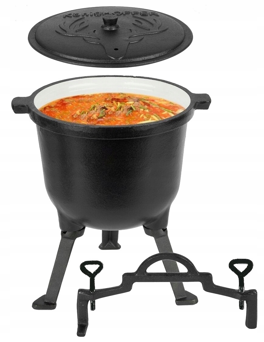 Kociołek Myśliwski 8 L Emalia Żeliwny Garnek na Ognisko Emaliowany