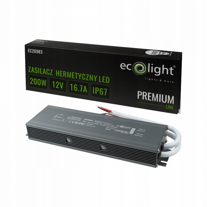 Zasilacz Wodoszczelny Odporny Na Zachlapania Hermetyczny Premium 200W 12V
