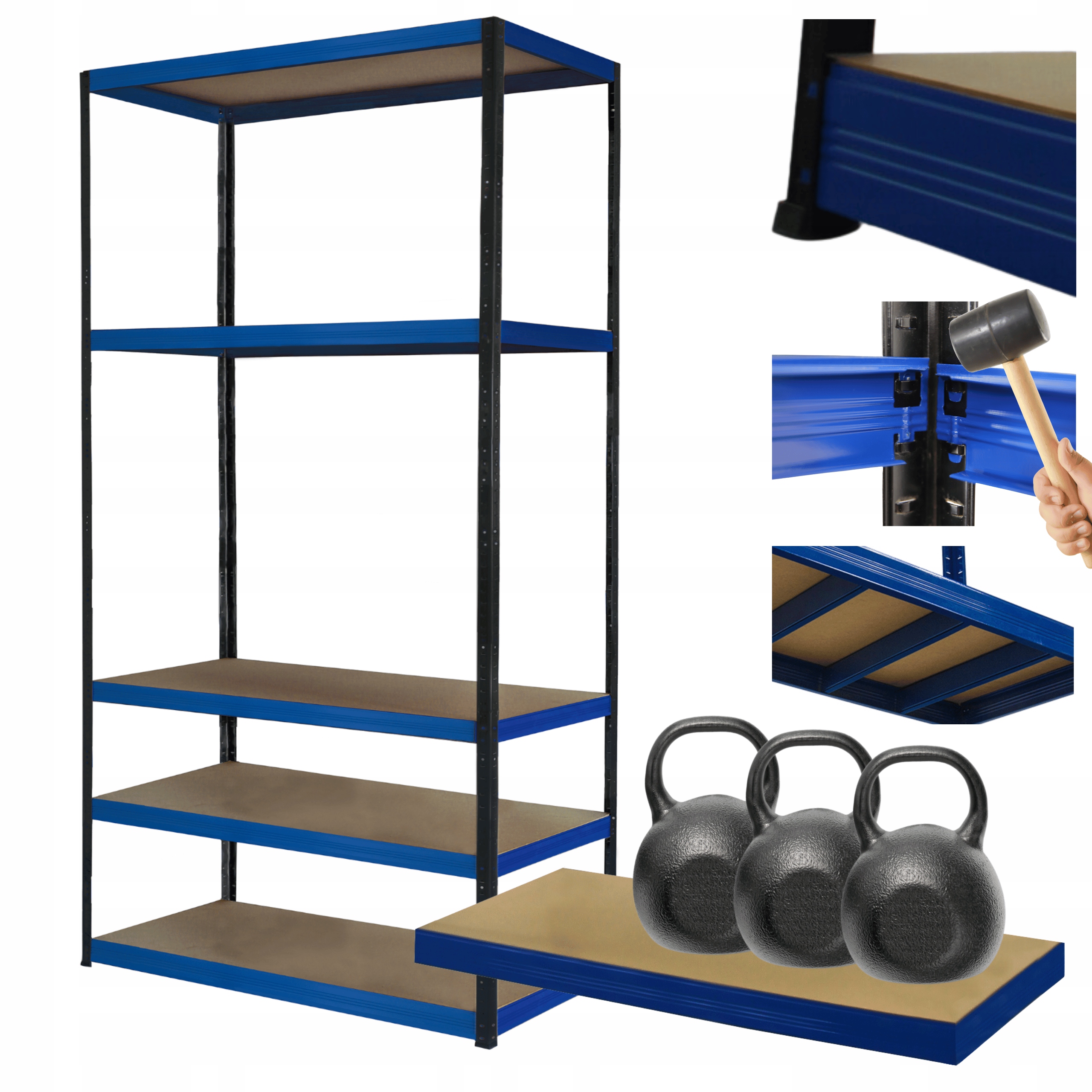 Kovový skladovací regál Helios 180x100x35 cm 5Px350 kg, Trvanlivý