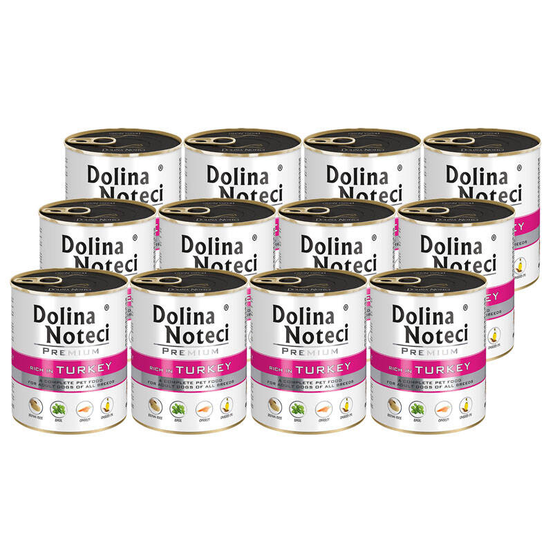 Mokra karma dla psa Dolina Noteci Premium bogata w indyka 12 x 800 g