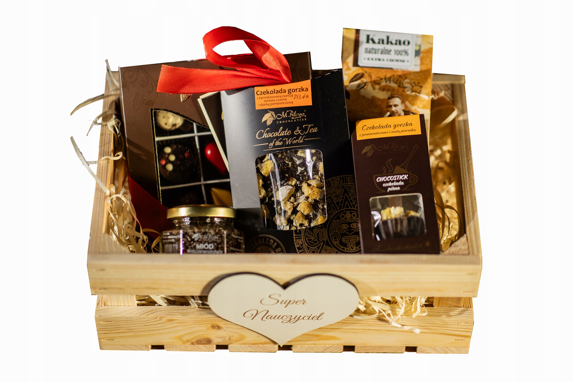 Koš Dárkový Box dárek ke Dni učitelů, Čokoláda, Med,