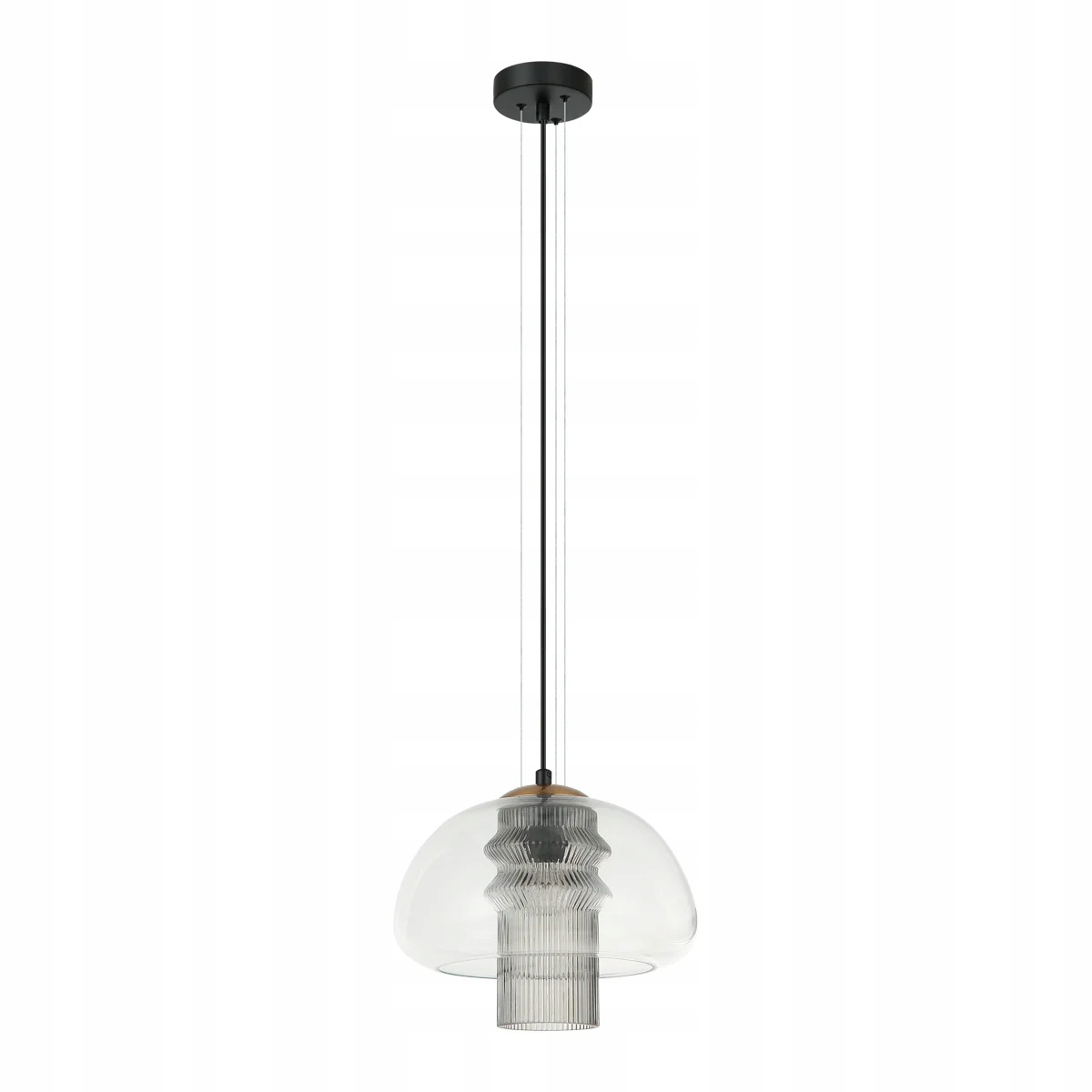 Závěsná lampa Italux Feder černá, skleněné stínítko E27 40W, dekorativní