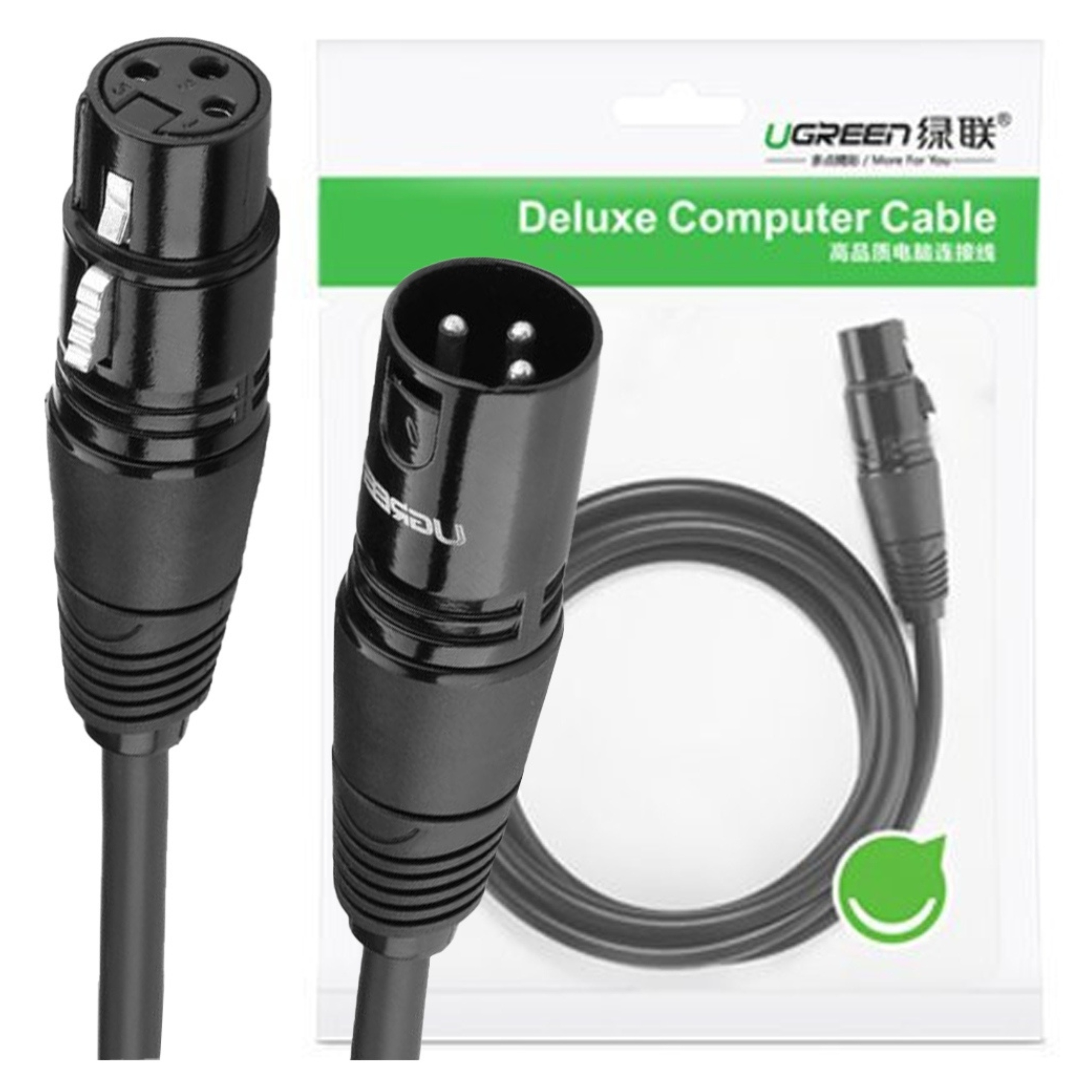 Kabel Xlr żeński do Xlr męski Ugreen 20710B 2m (czarny)