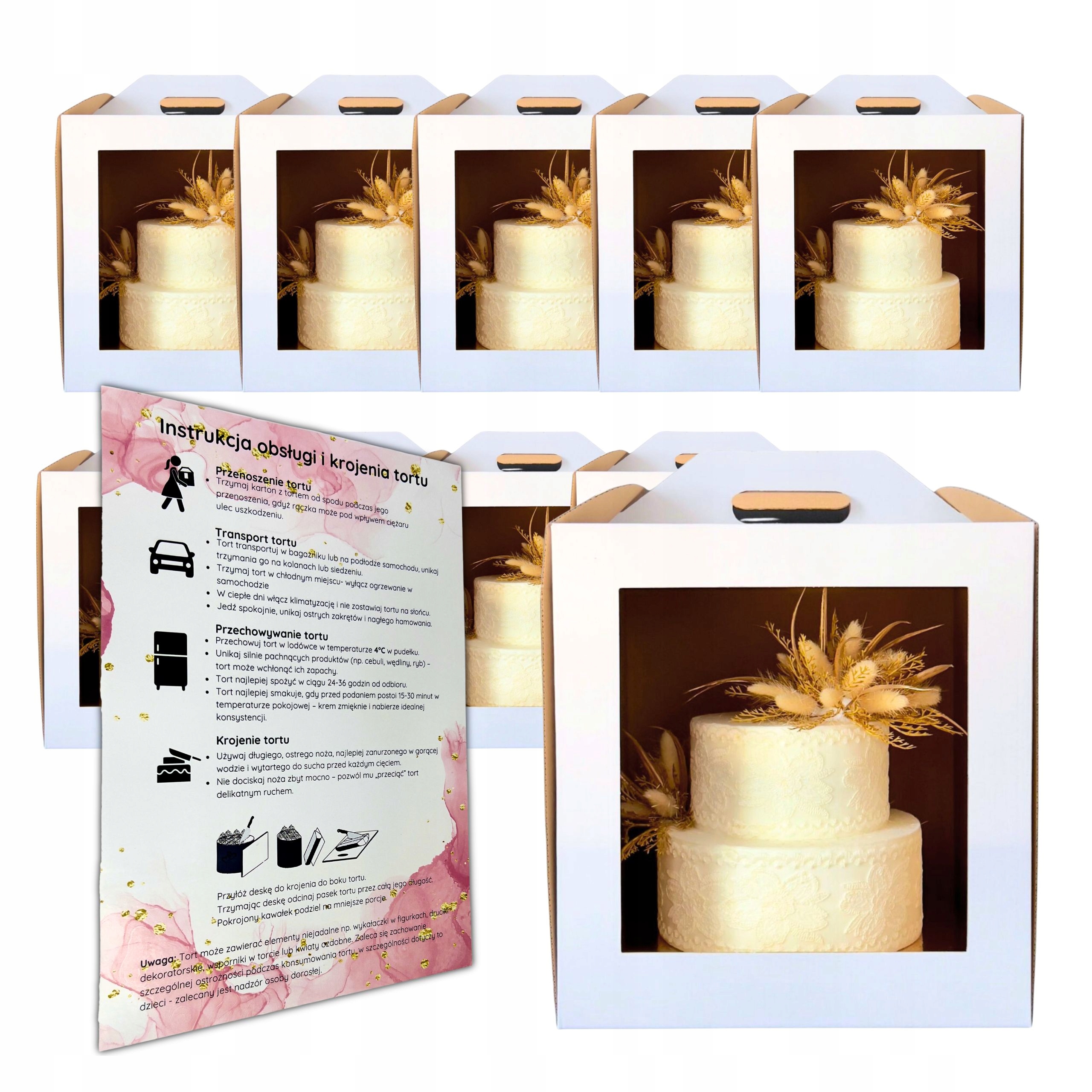 Pudełko Na Tort Z Okienkiem 30x30x32 cm Mocny Karton Wytrzymałe Opakowanie