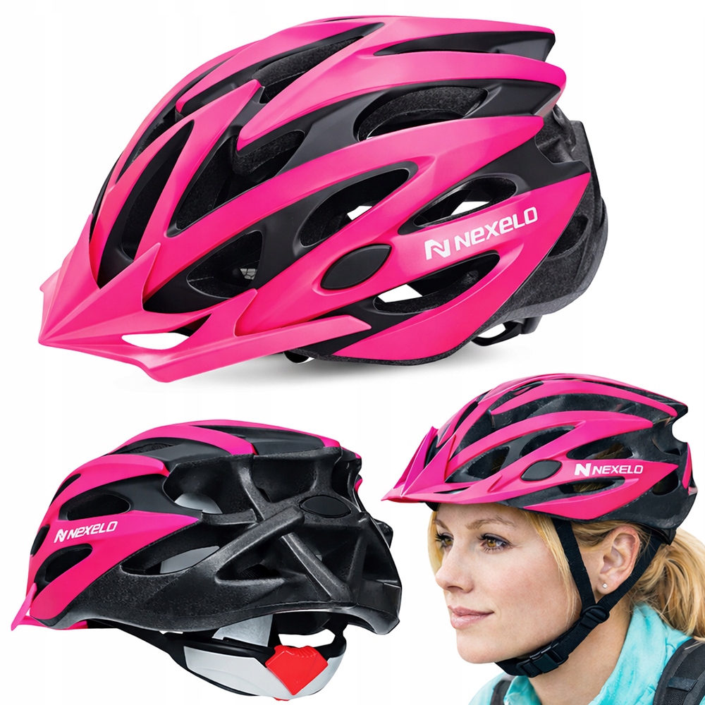 Kask Rowerowy Ochronny Damski M 55-58 CM Regulowany Lekki Na Rower Różowy