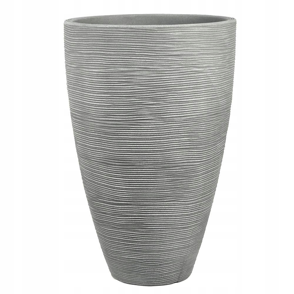 

Donica Ryflowana Szara Patio Okrągła 28X43 CM