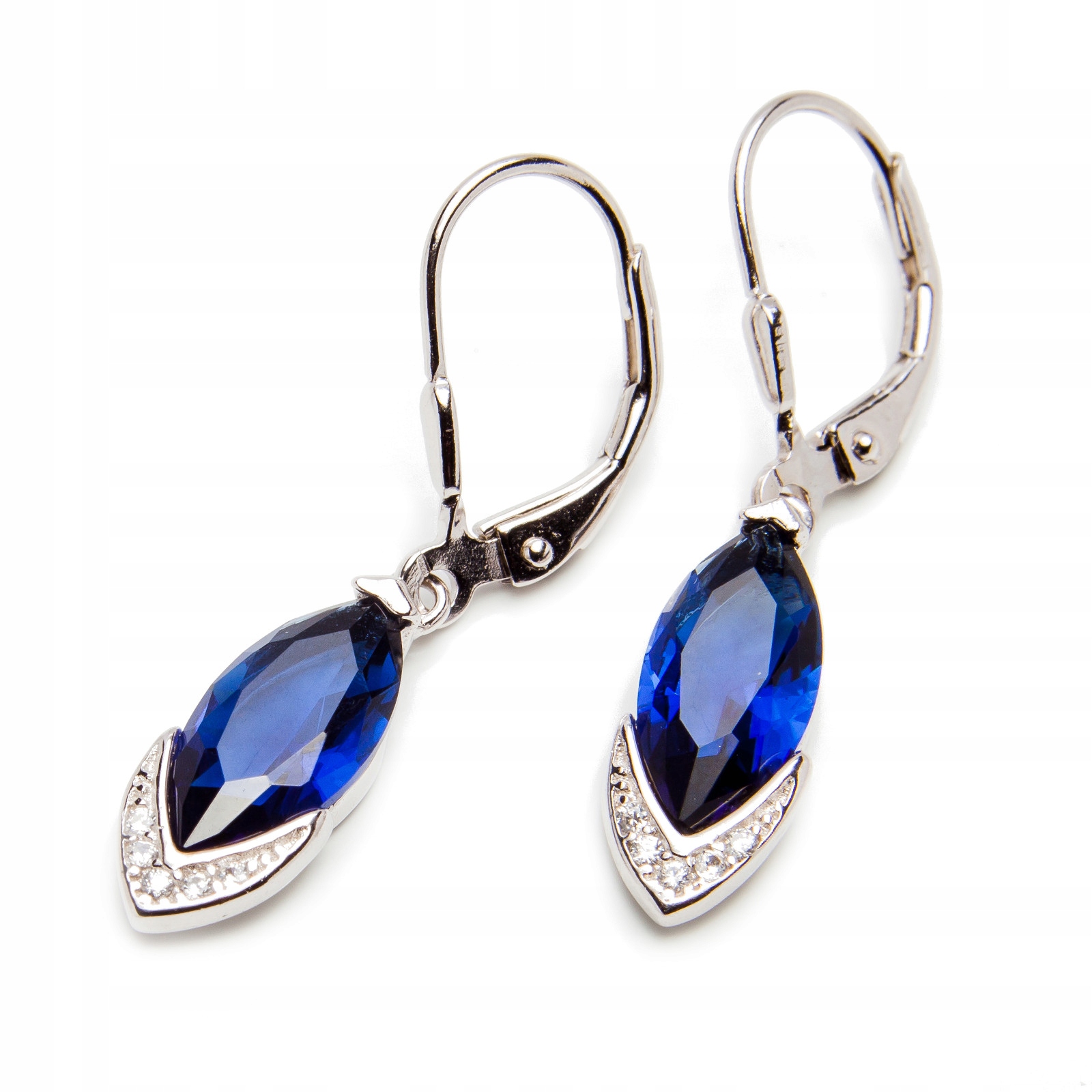 Stříbrné náušnice 925 s modrými zirkony visací