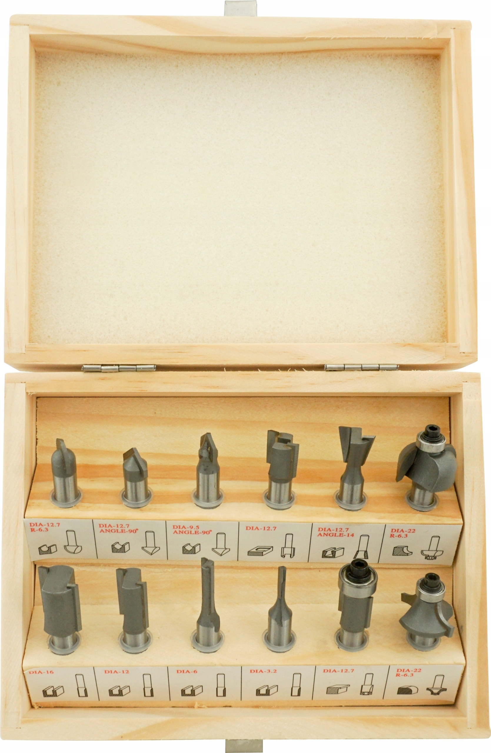 FREZY KSZTAŁTOWE DO DREWNA 12 el FREZARKA ZESTAW Średnica trzpienia 8mm