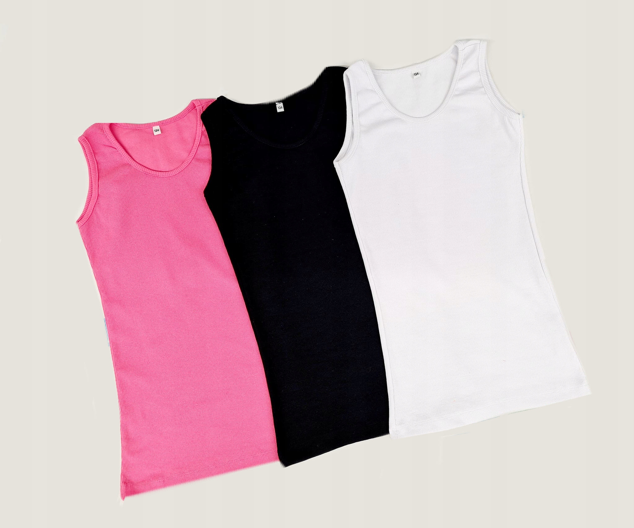 Koszulka top prążki szerokie ramiączka biały 158 Wiek dziecka 12 lat +