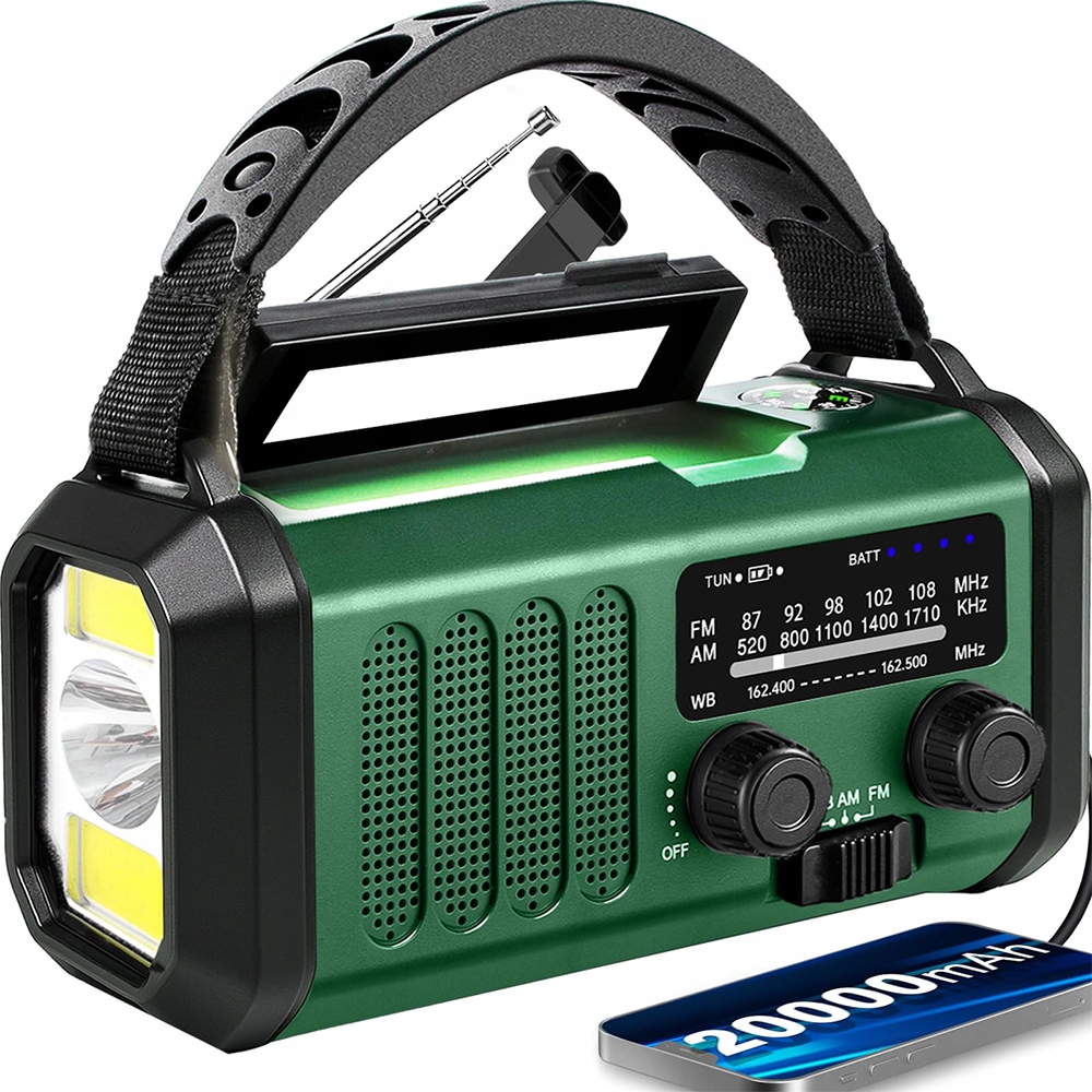 10000 mAh Solární rádio Am Fm Sos s Usb nabíječkou a kompasem