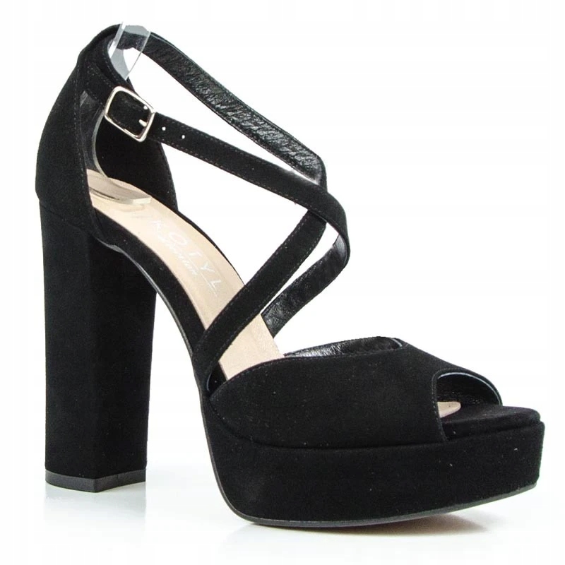 Kotyl 2593 Sandály Sloupek Kůže Semiš Černá 39