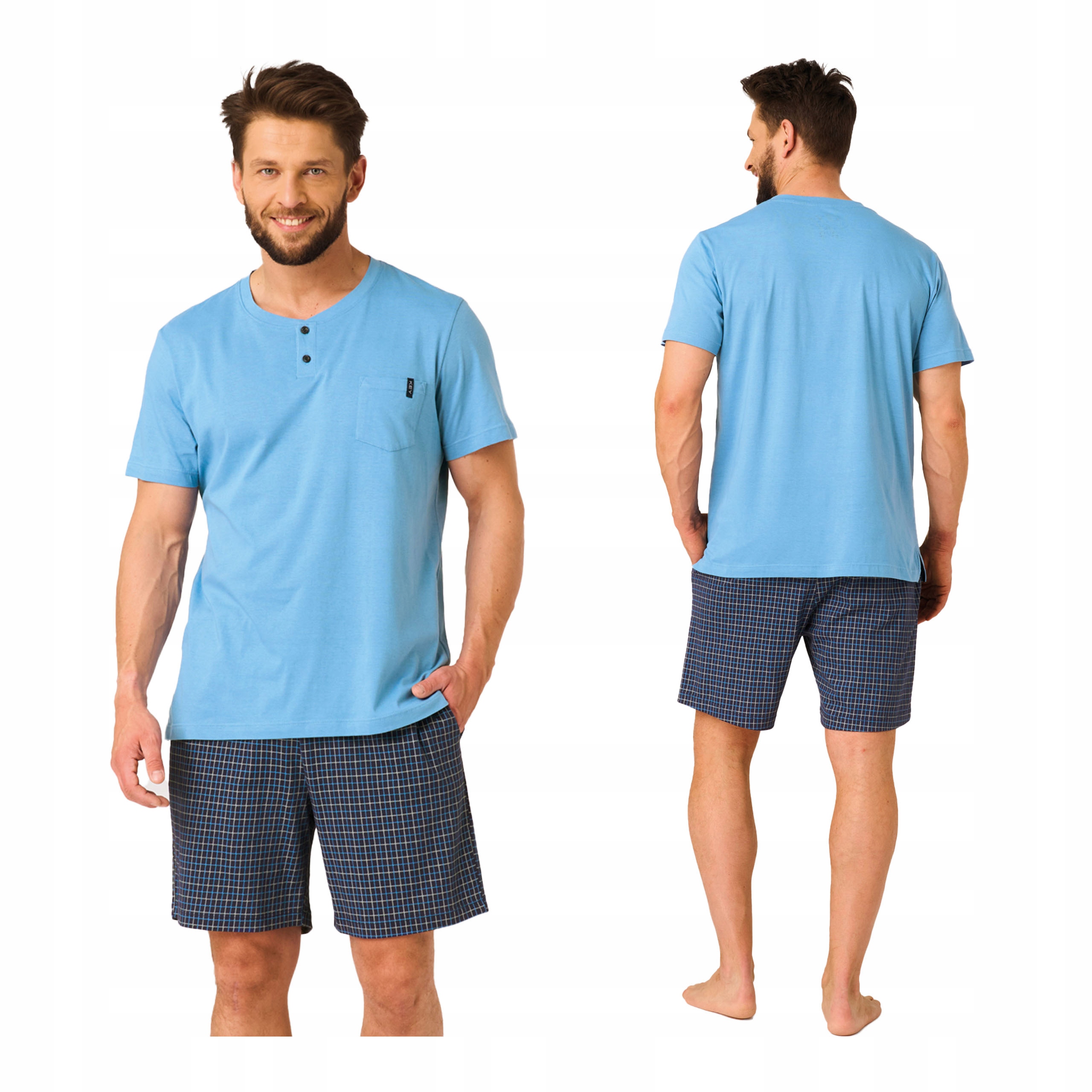 Pánské bavlněné pyžamo s krátkým rukávem, XXL, krátké kraťasy kraťasy Key