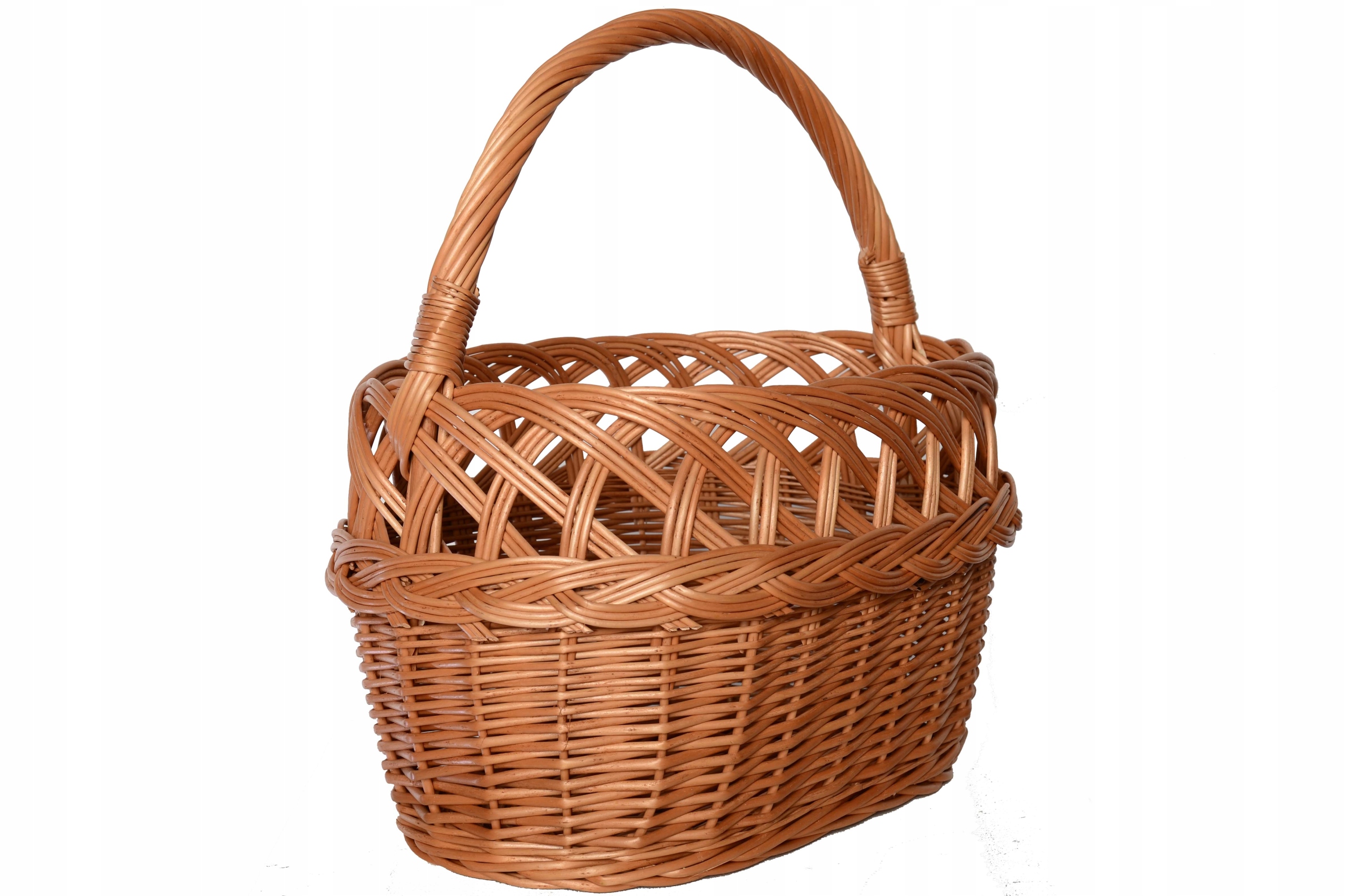 Koszyk Wiklinowy Naturalny Solidny Polski Rękodzieło Ażurowy