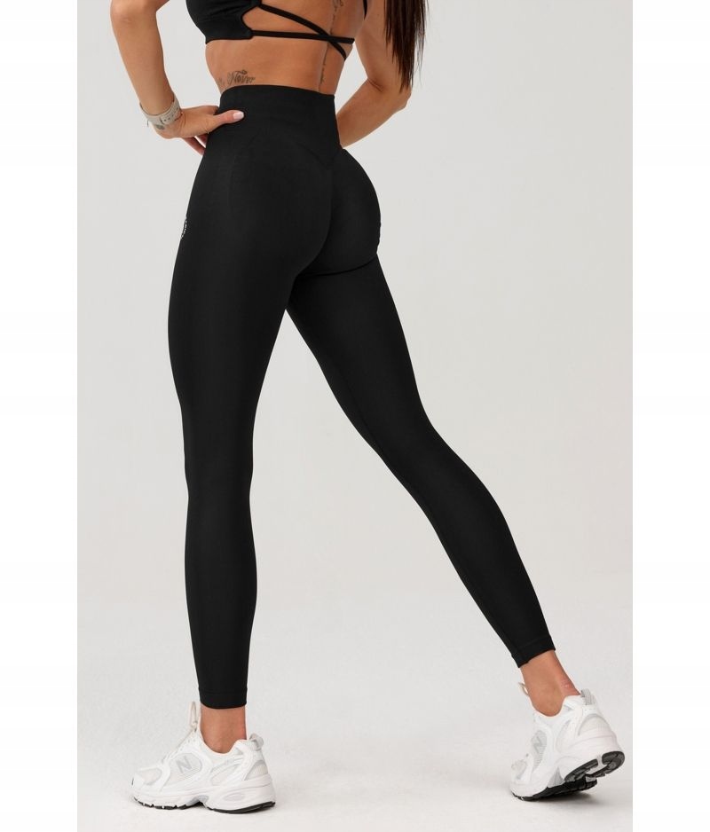 Rough Radical Glow Long czarne legginsy lekkie damskie z wysokim stanem M