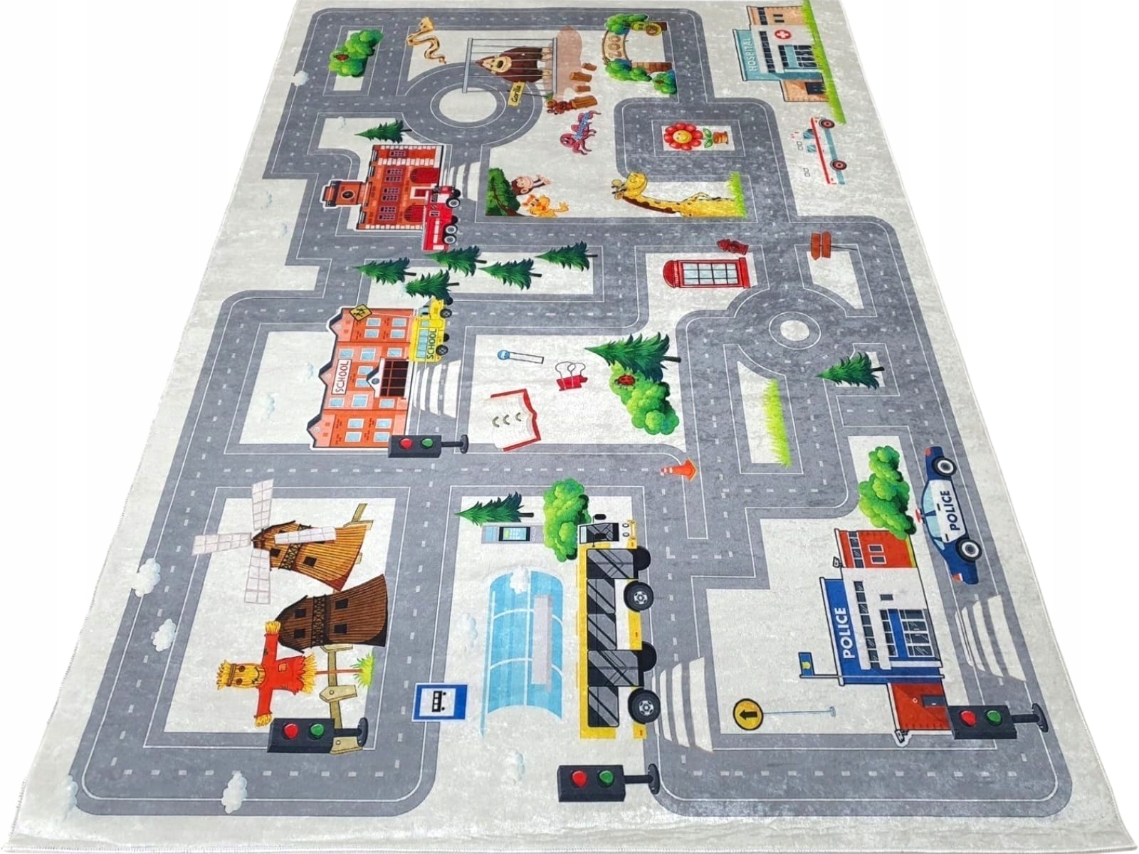 Dywan Digital Miasto 140x200 szare ulice drogi auta cars w uliczki jezdnia