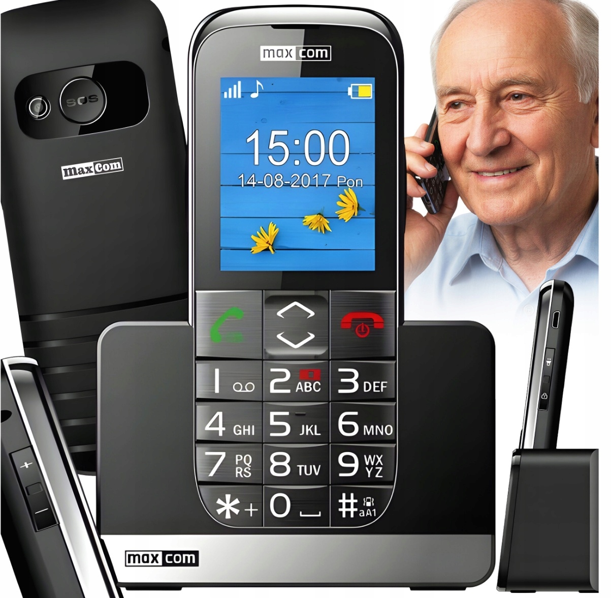 Maxcom MM720BB MM 720 telefon komórkowy dla seniora duże klawisze baza