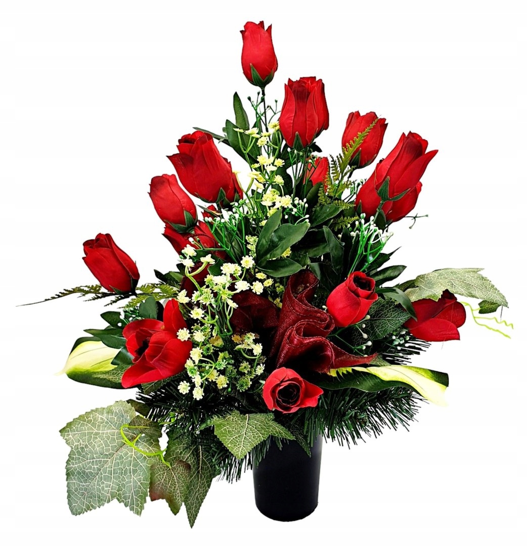 KOMPOZYCJA KWIATY STROIK NA GRÓB RÓŻE DO WAZONU BUKIET DEKORACJA KWIATOWA Kod producenta 1798