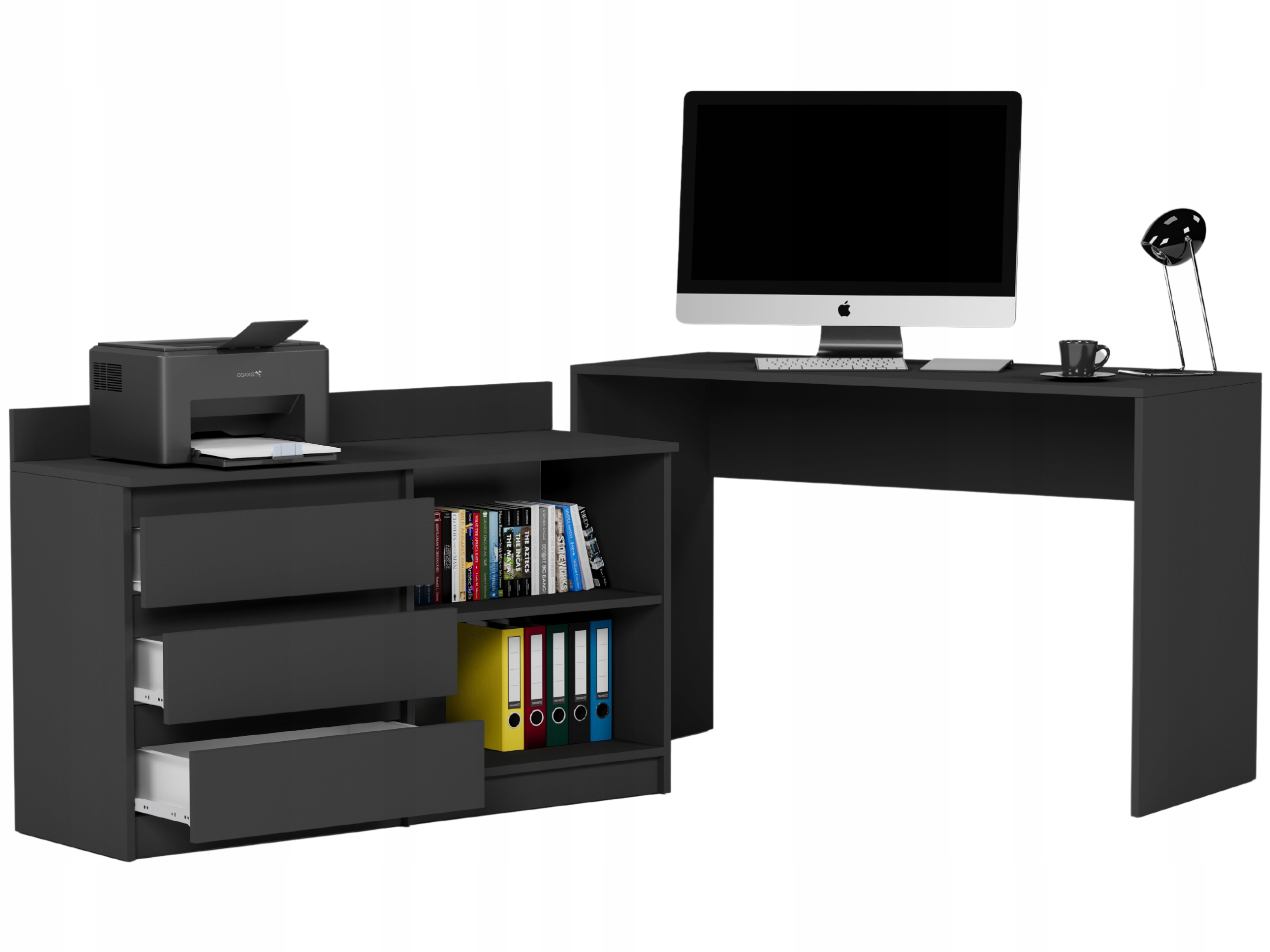 Biurko narożne i komoda zestaw 120x50 antracyt N-15