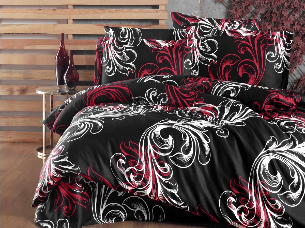 Predĺžené obliečky Satén 140x220, 70x90 cm Atlantis red, zipsový uzáver