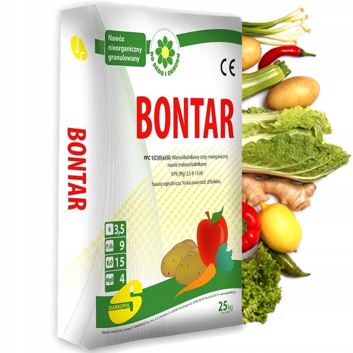 Nawóz Wieloskładnikowy Npk Bontar Bezchlorek 25kg Wszystkie Uprawy Granulat