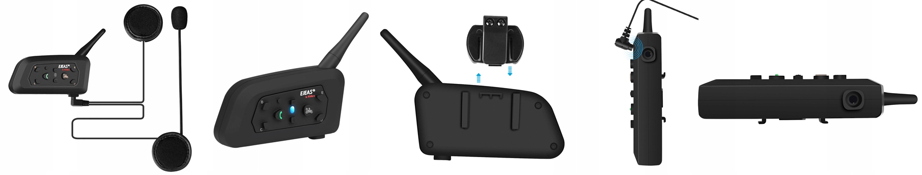 2x INTERKOM INTERCOM MOTOCYKLOWY EJEAS V6 PRO Bluetooth 5.1 NA KASK Dodatkowe elementy zestawu kabel USB zestaw montażowy