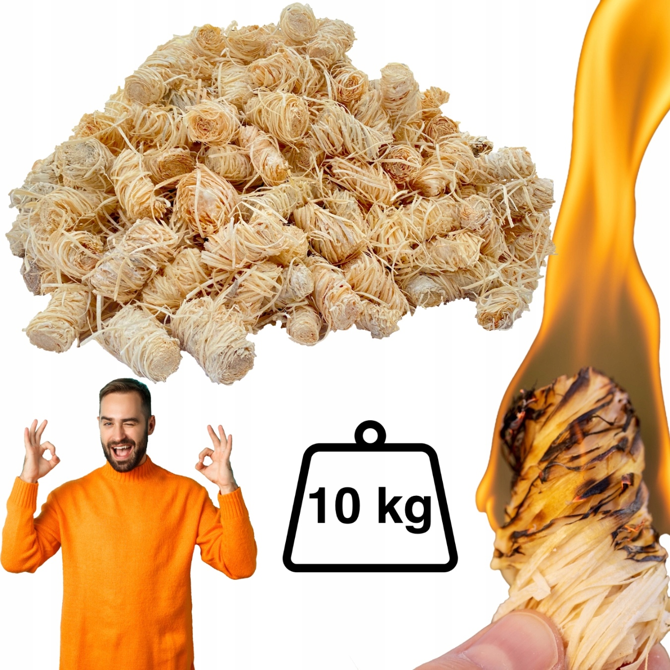 Podpaľovač z drevenej vlny 10KG Ekologický podpaľovač Ekopdpalka Eco podpaľovač