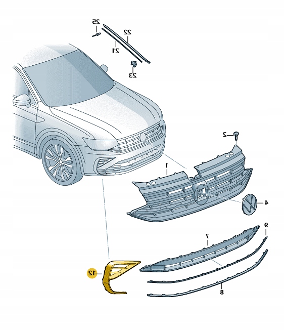 KRATKA OBUDOWA HALOGENU PRAWA VW TIGUAN ORYGINAL