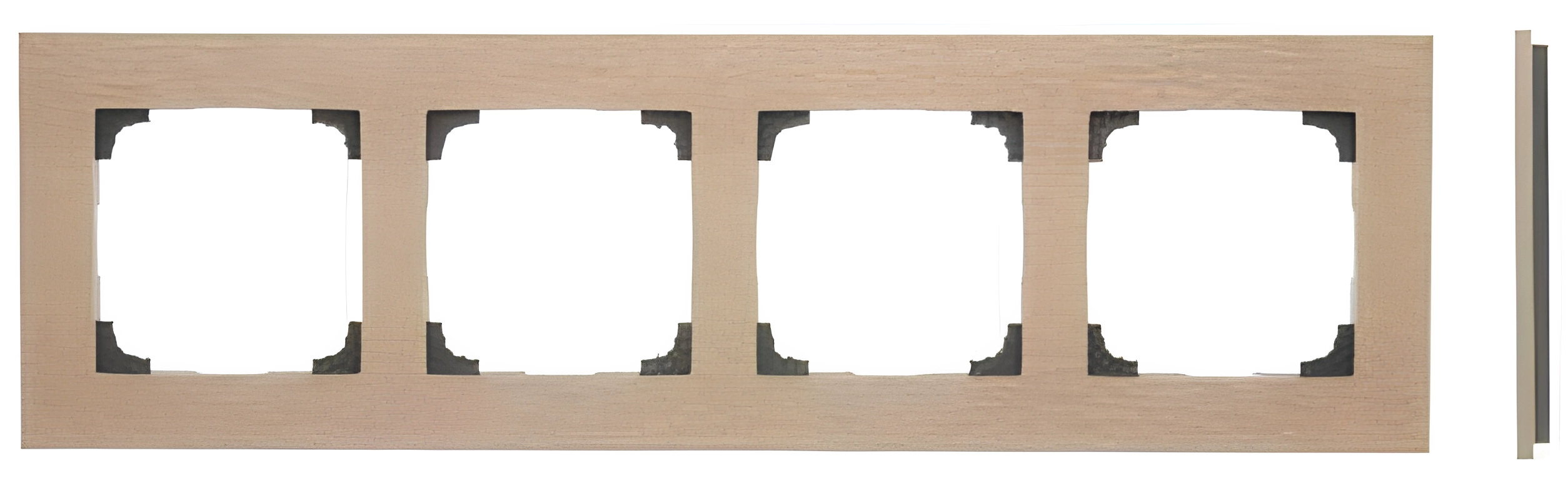 Simon 55 štvorhranný rámik 4-hranný kovový Inox Champagne Nature